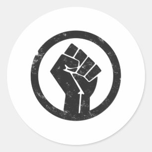 Simple Black Life Material Protest Power Fist Wide Classic Round Sticker