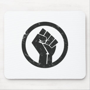Simple Black Life Material Protest Power Fist Wide Mouse Mat
