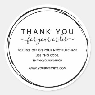Simple Black Line Circles Thank You For Order Classic Round Sticker
