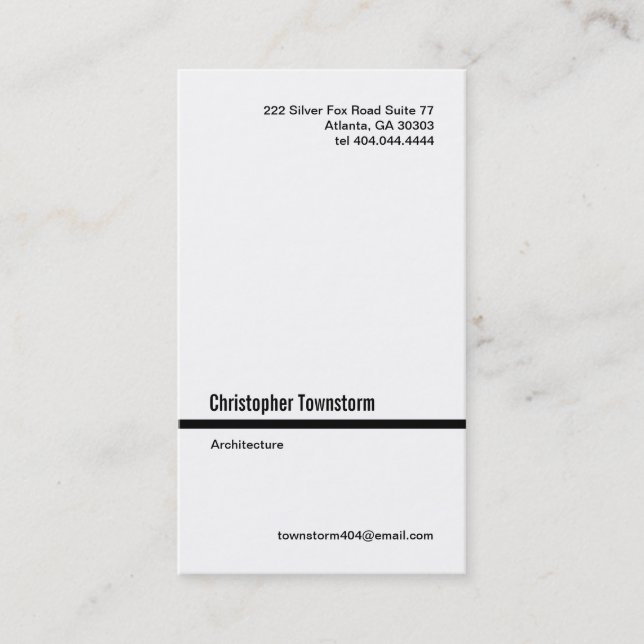 Simple Black Line Vertical Business Card (Front)