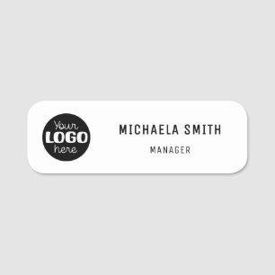 Simple Black Logo Employee Staff Pin Name Tag