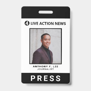 Simple Black Logo Press Employee Photo ID Badge