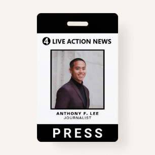 Simple Black Logo Press Employee Photo ID ID Badge