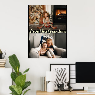 Simple Black Love You Grandma Custom photo  Poster