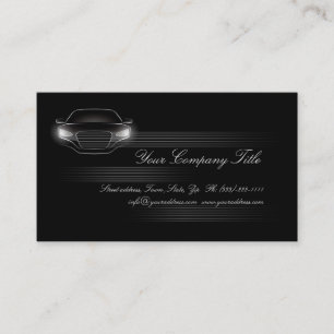Simple Black Luxury Car Company Business Card QR