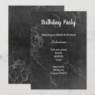 SIMPLE BLACK MARBLE ALL OCCASION BIRTHDAY INVITATION