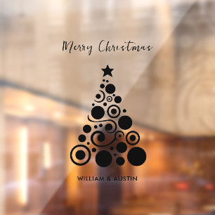 Simple Black Merry Christmas Business Office  Window Cling