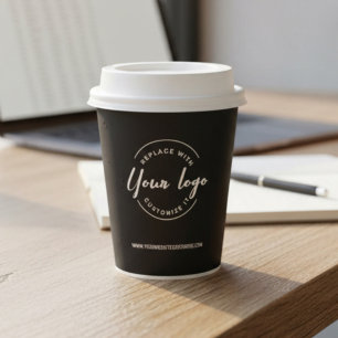 Simple Black Minimalist Business logo QR code  Paper Cups