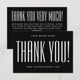 Simple black minimalist business thank you card