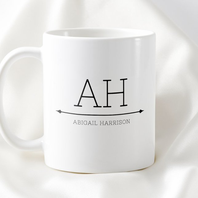 Simple Black Minimalist Modern Initials Monogram Coffee Mug (Simple Black Minimalist Modern Initials Monogram Coffee Mug)