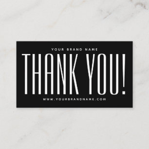 Simple black minimalist thank you business card