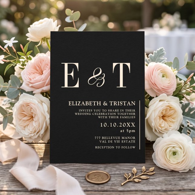 Simple Black Minimalist Wedding Invitation (Creator Uploaded)