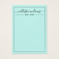 Simple Black Mint Cursive Earring Display Card
