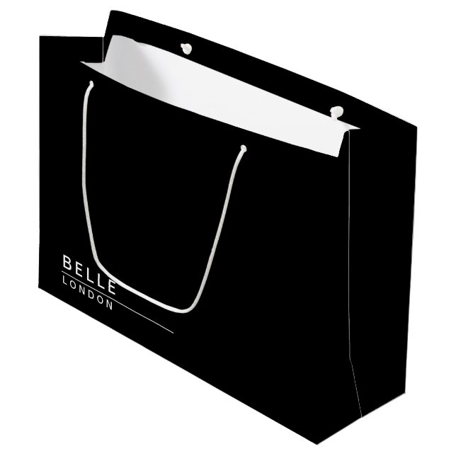 Simple Black Modern Business Large Gift Bag (Front Angled)