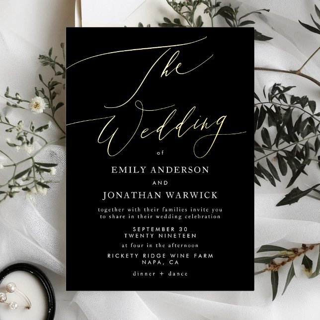 Simple Black Modern Gold Calligraphy Wedding (Creator Uploaded)