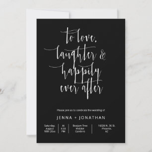 Simple Black Modern Minimal Wedding QR Code Photo Invitation