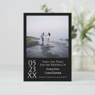 Simple Black Modern Minimalist Photo Wedding Save The Date