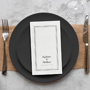 Simple  Black Modern Minimalist Wedding Dinner Napkin