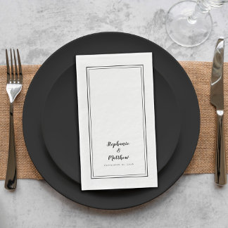 Simple  Black Modern Minimalist Wedding Dinner Napkin