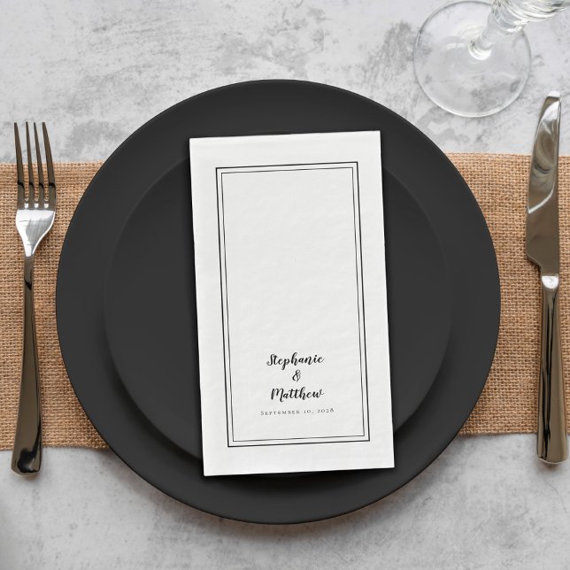 Simple  Black Modern Minimalist Wedding Dinner Napkin (Creator Uploaded)