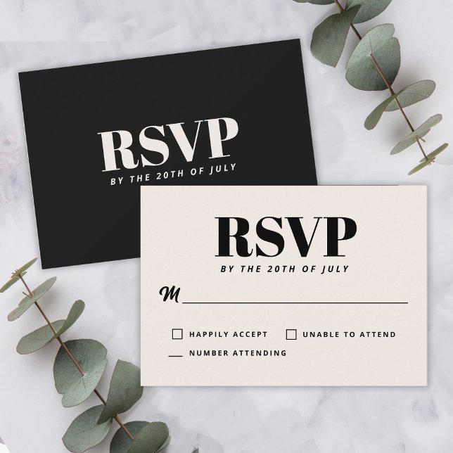Simple Black Modern Minimalist Wedding RSVP (Creator Uploaded)
