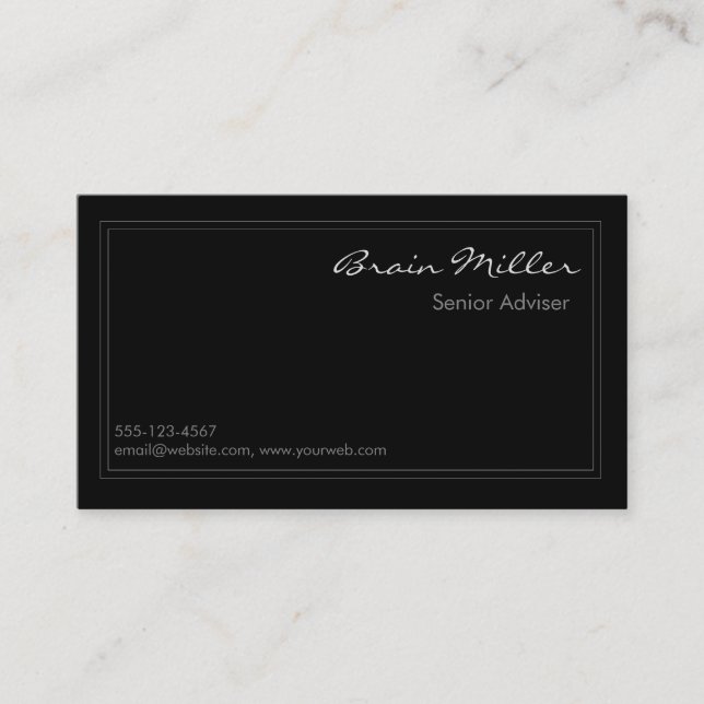 Simple Black Modern Professional Business Card (Front)