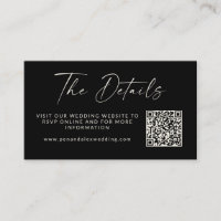 Simple Black Modern Script Wedding QR Code Website