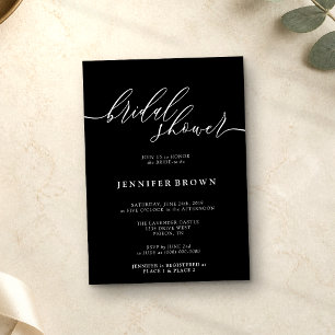 Simple Black Modern Signature Bridal Shower Invitation