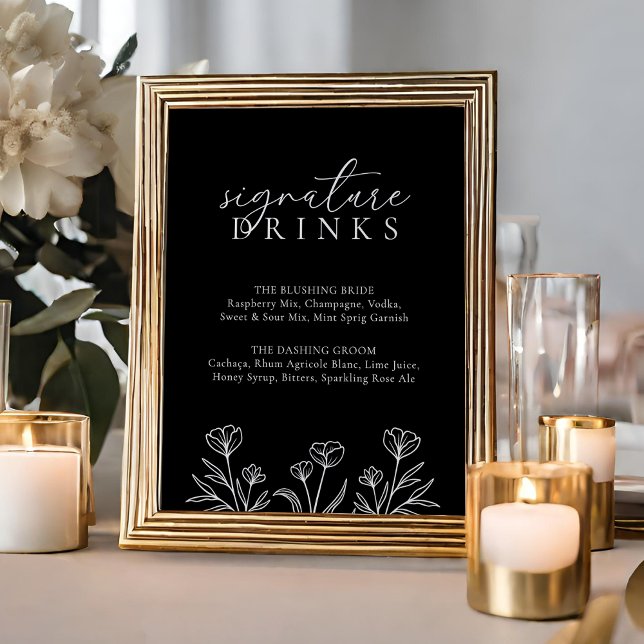 Simple Black Modern Wedding Signature Drinks Sign (Creator Uploaded)