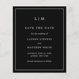 Simple Black Monogram Budget Wedding Save the Date