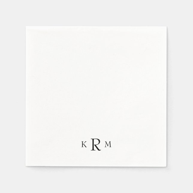 Simple Black Monogram Cocktail II Napkin (Front)