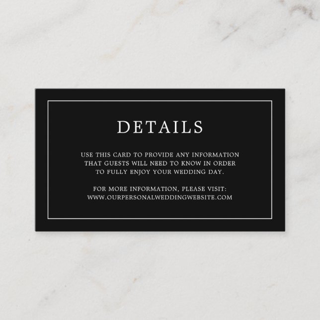 Simple Black Monogram Elegant Wedding Enclosure Card (Front)