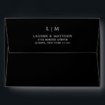 Simple Black Monogram Elegant Wedding Envelope<br><div class="desc">Simple wedding envelope featuring an elegant and timeless design with your two letter monogram along with your return address on the back in white over a black background. The font colour may be changed to any colour you wish by clicking the customise button or making a request for a custom...</div>