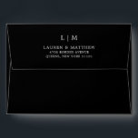 Simple Black Monogram Elegant Wedding Envelope<br><div class="desc">Simple wedding envelope featuring an elegant and timeless design with your two letter monogram along with your return address on the back in white over a black background. The font colour may be changed to any colour you wish by clicking the customise button or making a request for a custom...</div>