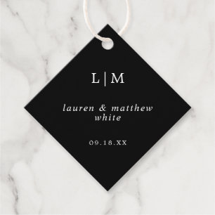 Simple Black Monogram Elegant Wedding Favour Tags