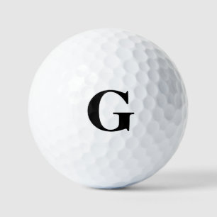 Simple Black Monogram Golf Balls