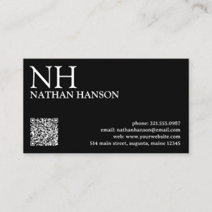 Simple Black Monogram Modern Business Card