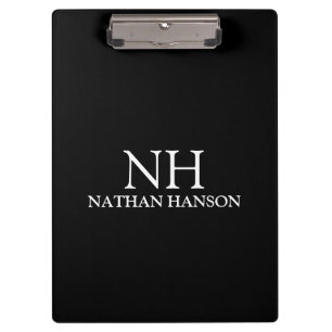 Simple Black Monogram Modern Clipboard