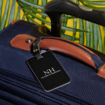 Simple Black Monogram Modern Luggage Tag<br><div class="desc">Modern luggage tag featuring a simple and minimal black design with your monogram in a bold font along with your name on the front.  The back has your contact info.</div>