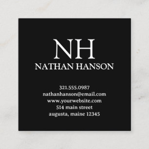 Simple Black Monogram Modern Square Business Card