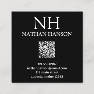 Simple Black Monogram Modern Square Business Card