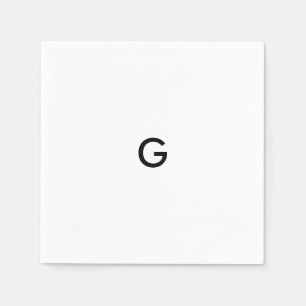 Simple Black Monogram On White Napkins