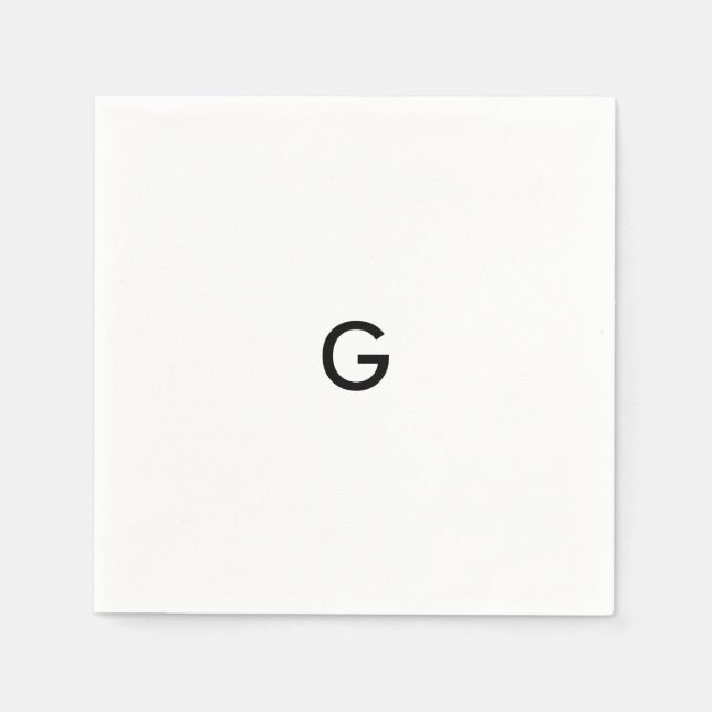 Simple Black Monogram On White Napkins (Front)