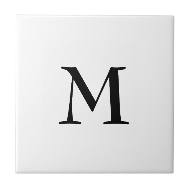 Simple black monogram on white tile (Front)