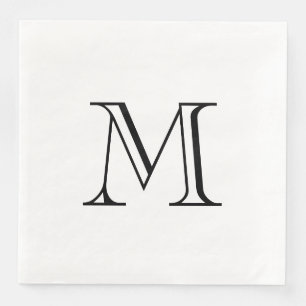 Simple Black Monogram Paper Napkin