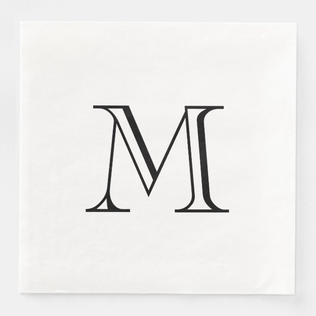 Simple Black Monogram Paper Napkin (Front)