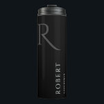 Simple Black Monogram Personalised Groomsmen Thermal Tumbler<br><div class="desc">This simple custom groomsmen tumbler features personalised groomsman's name,  monogram,  and wedding date. You can easily change the background and fonts colours to match your event if you like. Also great for a best man,  father of the bride and more.</div>