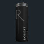 Simple Black Monogram Personalised Groomsmen Thermal Tumbler<br><div class="desc">This simple custom groomsmen tumbler features personalised groomsman's name,  monogram,  and wedding date. You can easily change the background and fonts colours to match your event if you like. Also great for a best man,  father of the bride and more.</div>