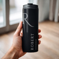 Simple Black Monogram Personalised Groomsmen