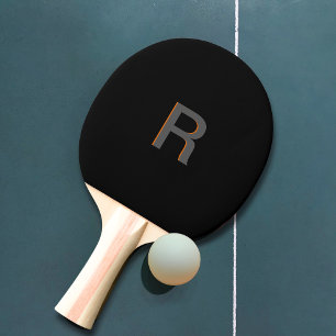 Simple Black Monogram Ping Pong Paddle